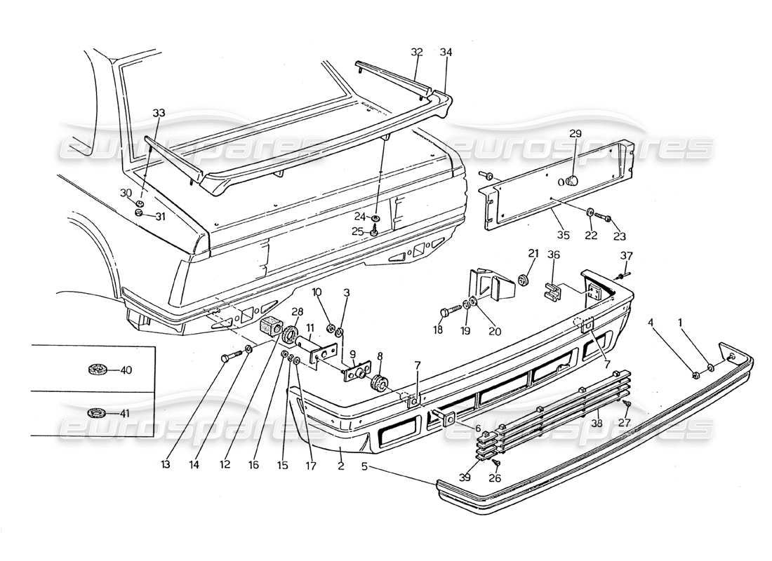 maserati 2.24v rear bumper part diagram