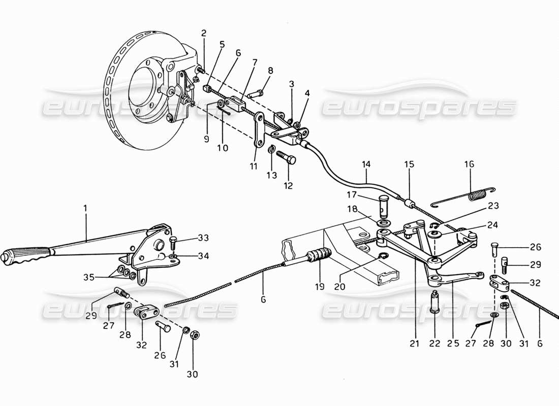 ferrari 206 gt dino (1969) hand brakes control part diagram