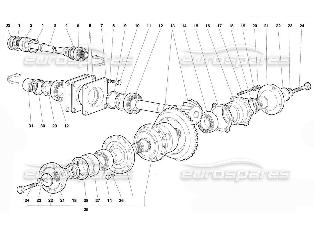 lamborghini diablo vt (1994) rear differential part diagram