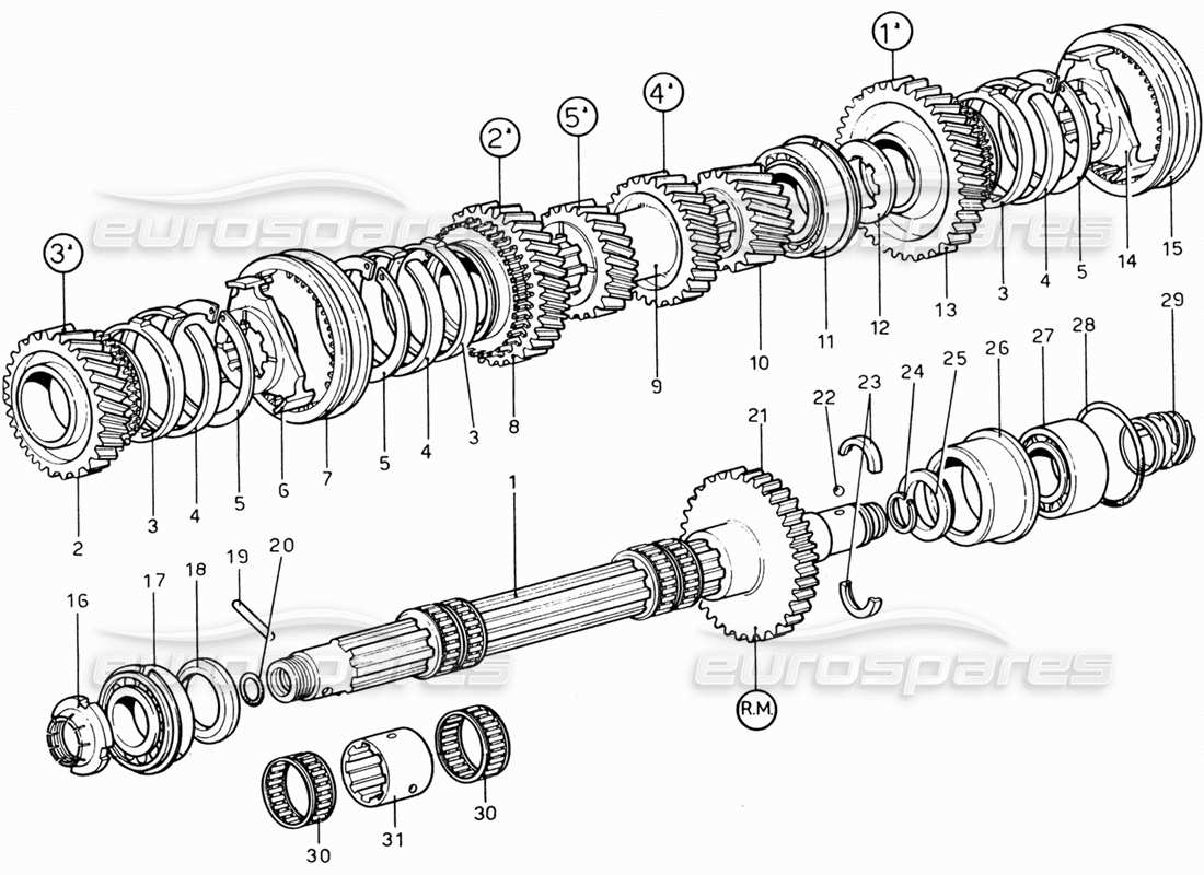 ferrari 206 gt dino (1969) counter shaft gearing part diagram