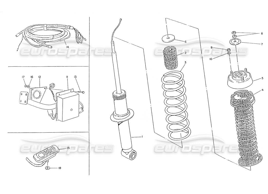 maserati ghibli 2.8 (non abs) electronic adjuster rear shock absorber part diagram