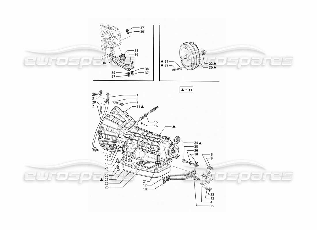 maserati ghibli 2.8 (abs) automatic transmission converter (4hp) part diagram