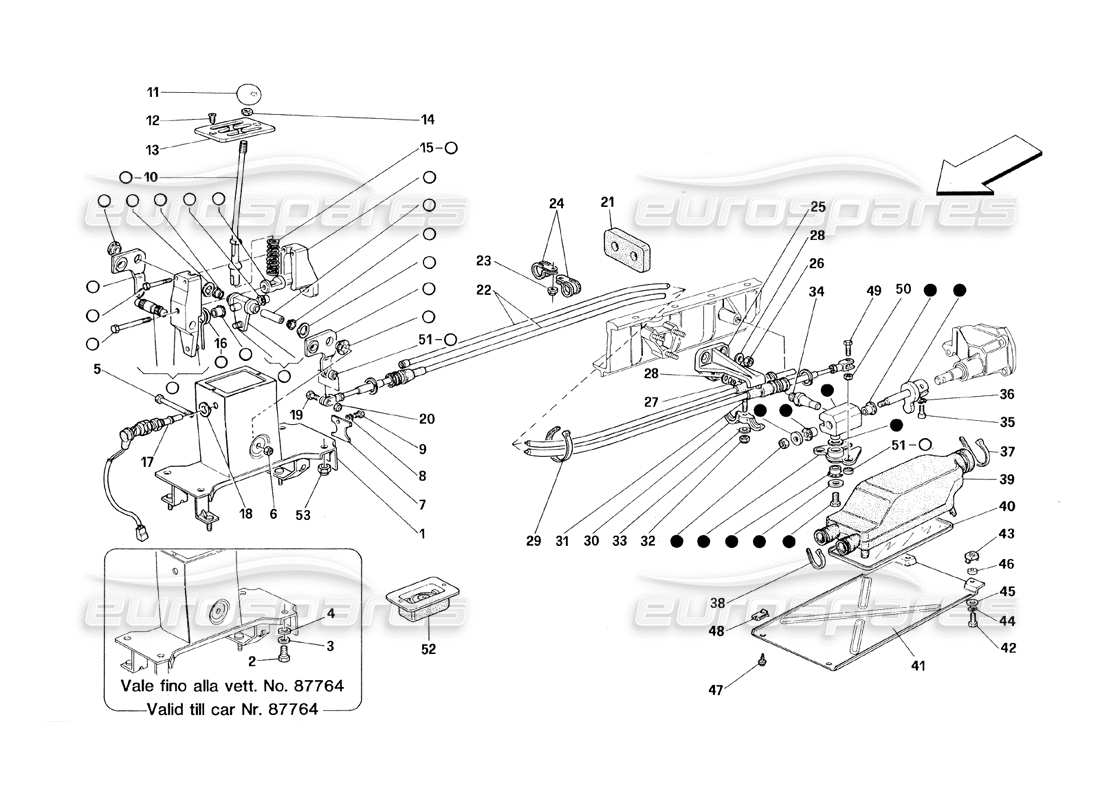 ferrari 348 (1993) tb / ts outside gearbox controls part diagram