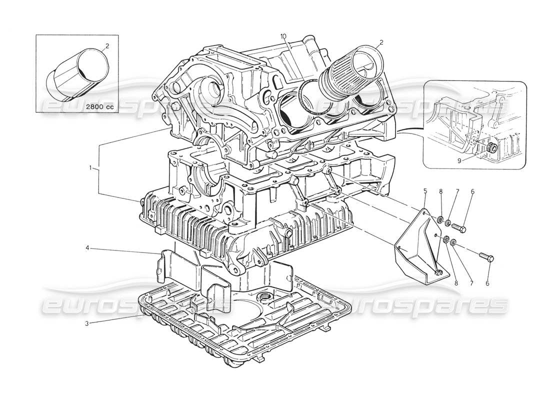 maserati biturbo spider cylinder block and oil sump parts diagram