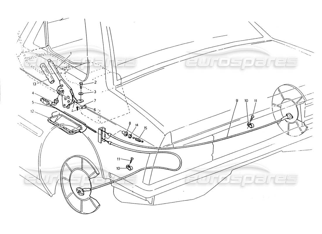 maserati 418 / 4.24v / 430 hand brake control part diagram