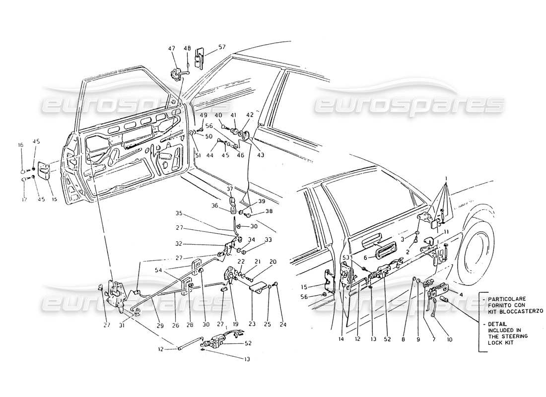 maserati 418 / 4.24v / 430 front doors part diagram