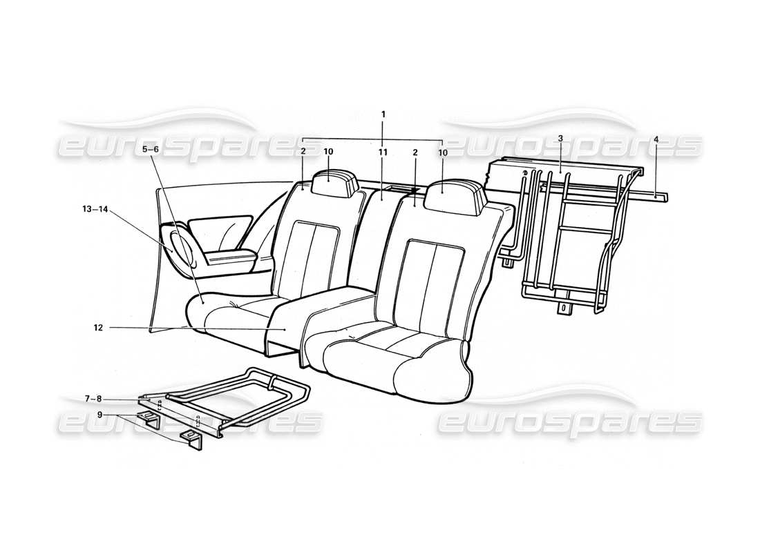 ferrari 412 (coachwork) rear seats part diagram