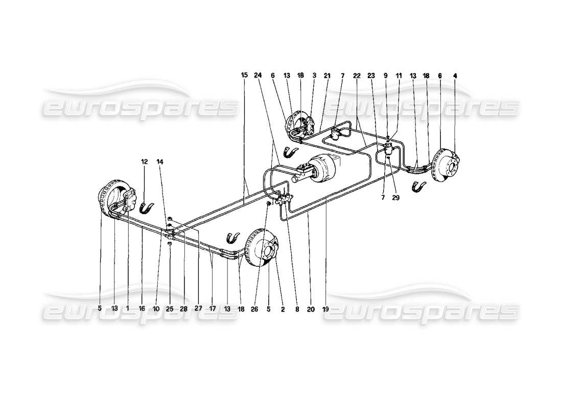 ferrari 400i (1983 mechanical) brakes system part diagram