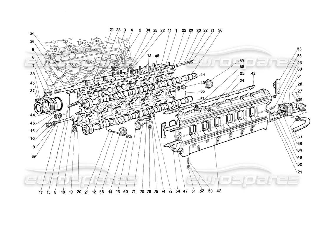 ferrari testarossa (1987) cylinder head (left) part diagram