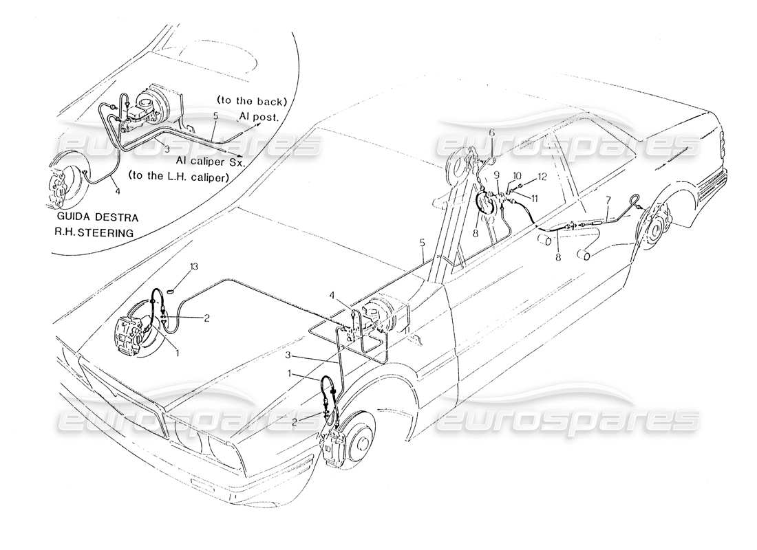 maserati karif 2.8 hydraulic brake lines part diagram