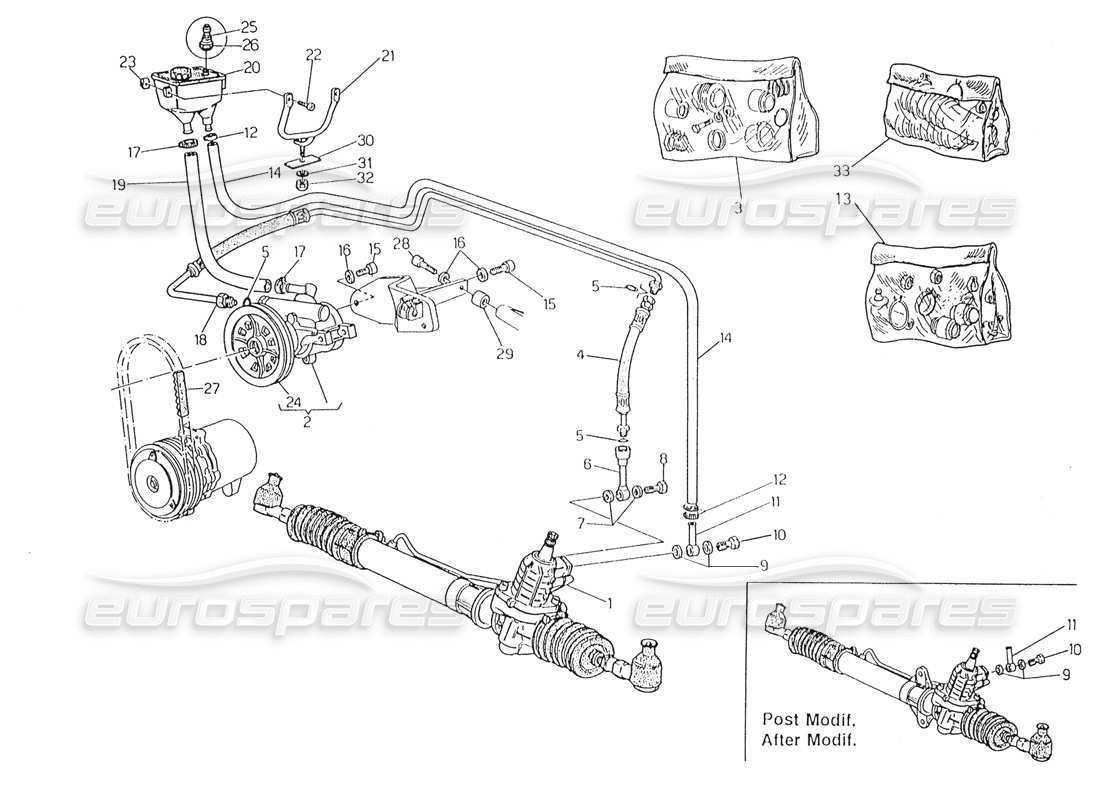 maserati karif 2.8 power steering system (lh steering) part diagram