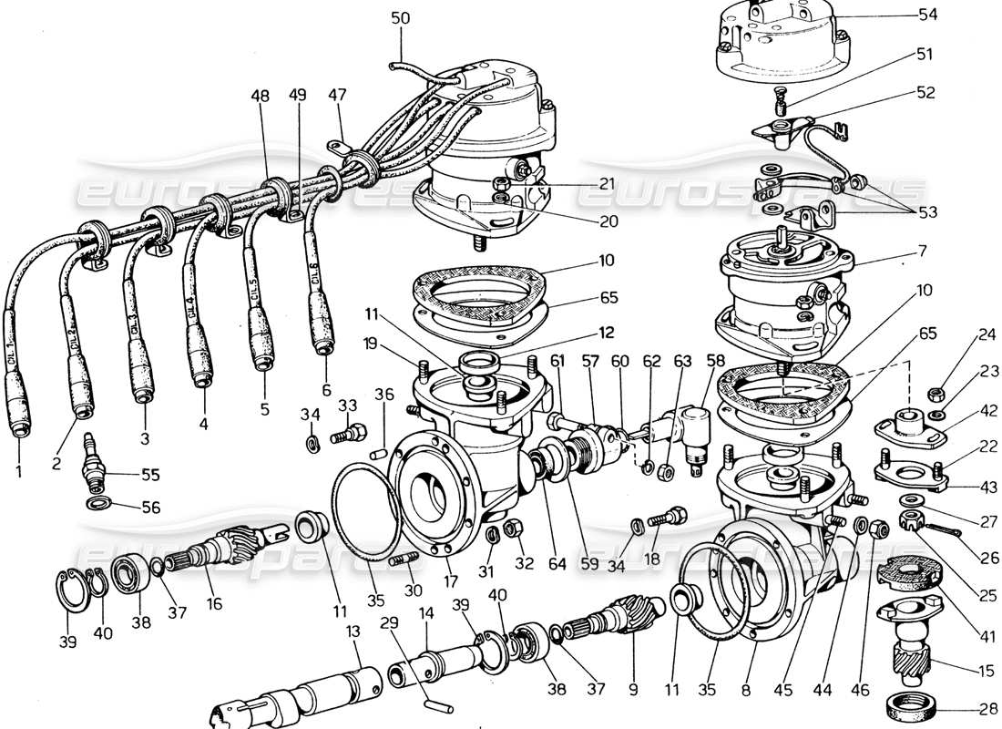 ferrari 365 gt4 2+2 (1973) engine ignition part diagram