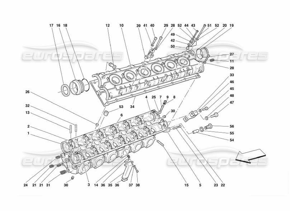 ferrari 550 barchetta lh cylinder head part diagram