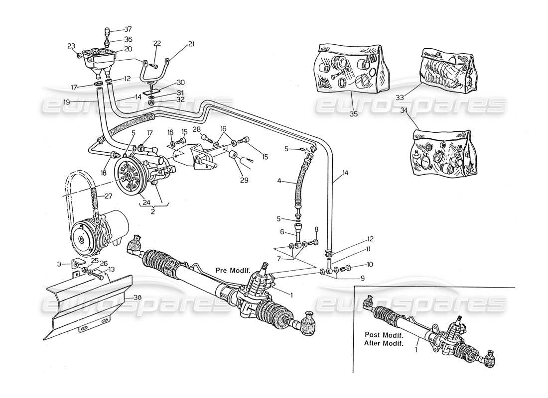 maserati 2.24v power steering system part diagram