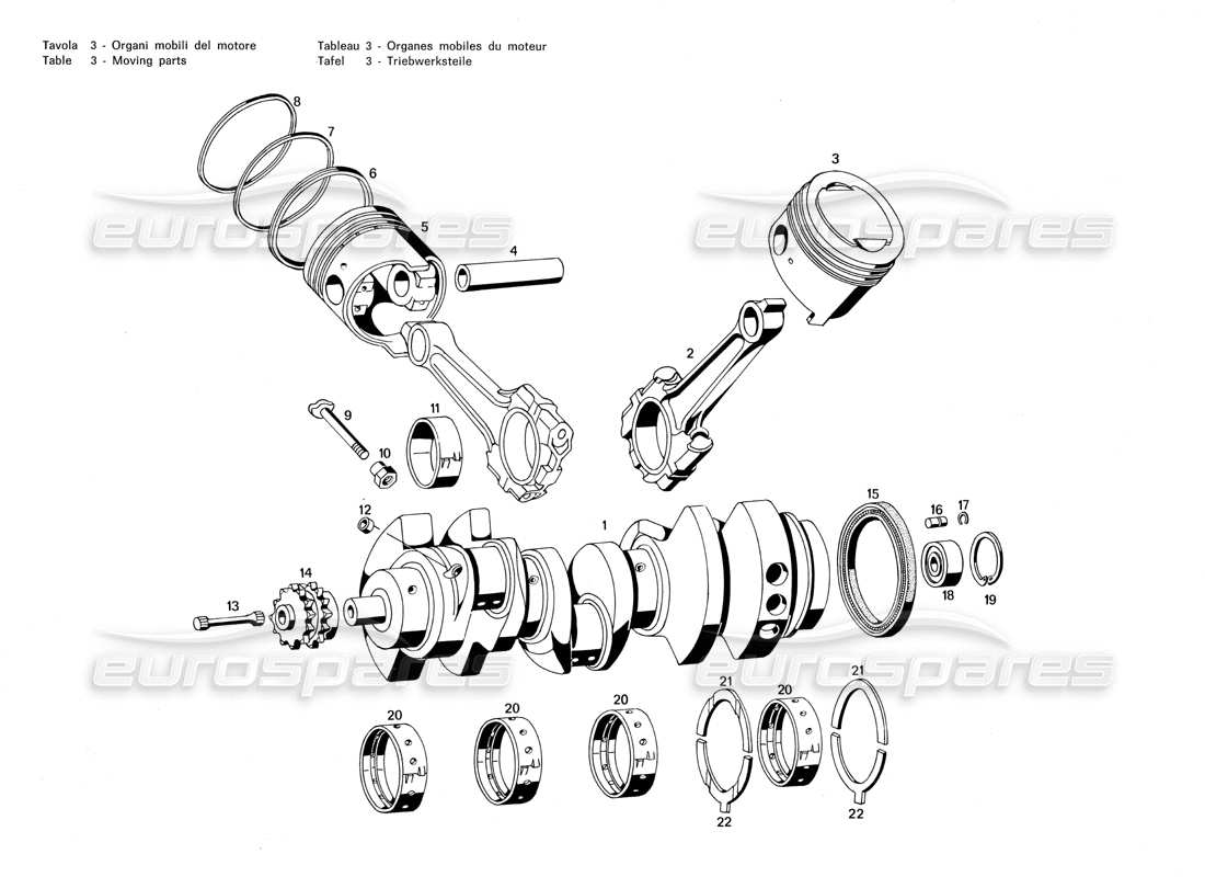 maserati merak 3.0 moving parts part diagram