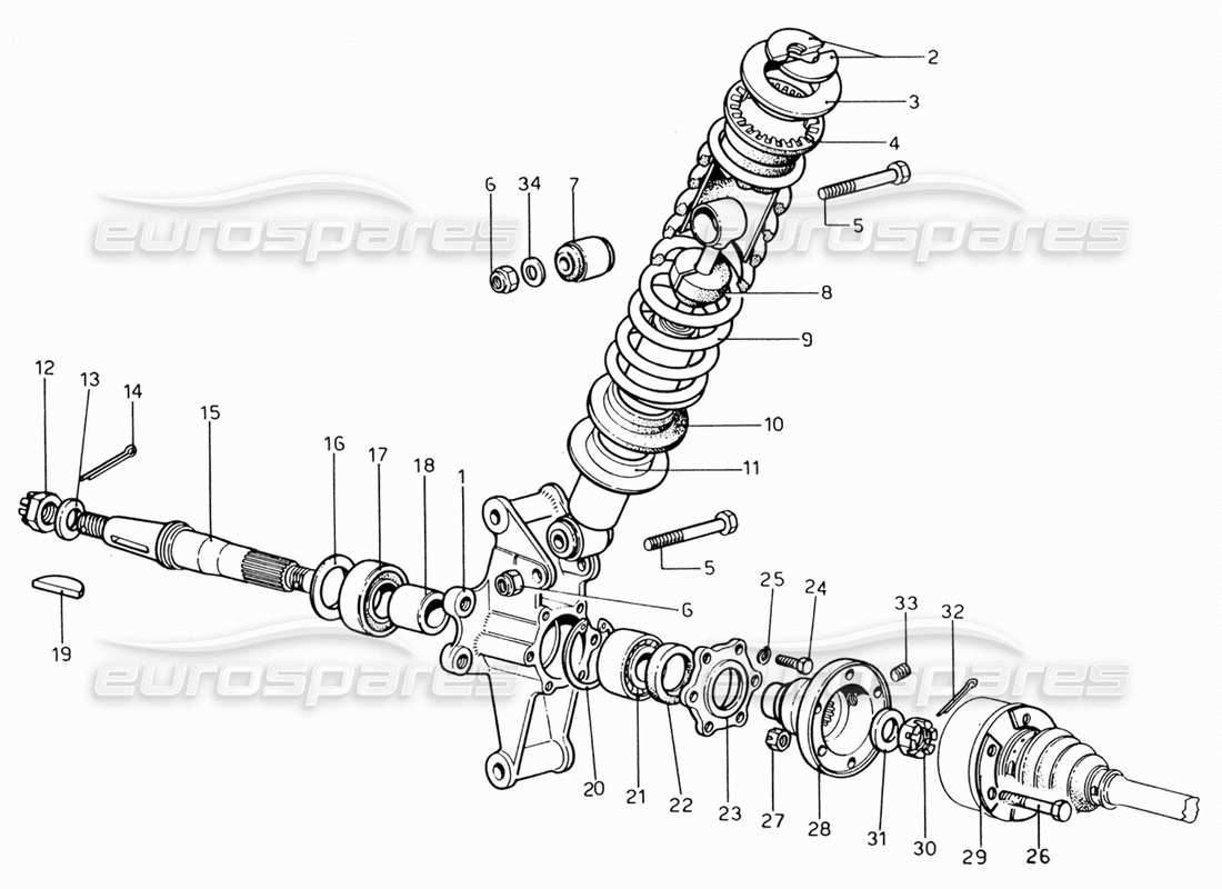 ferrari 206 gt dino (1969) rear suspension - shock absorber part diagram