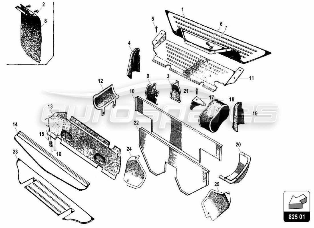 lamborghini miura p400 heat shield part diagram