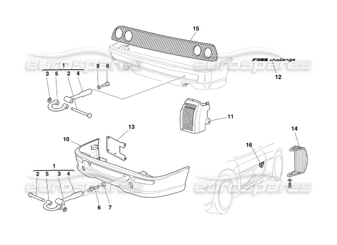 ferrari 355 challenge (1996) body external elements part diagram