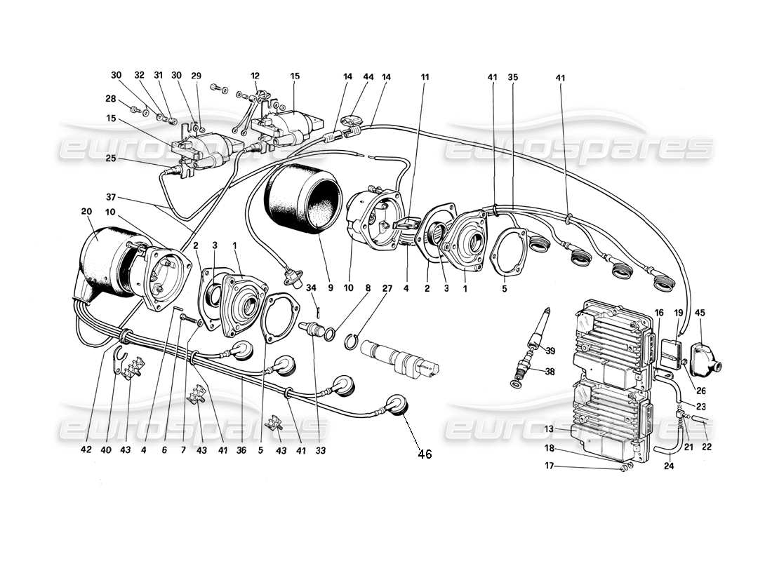 ferrari mondial 3.0 qv (1984) engine ignition - (cabriolet) part diagram