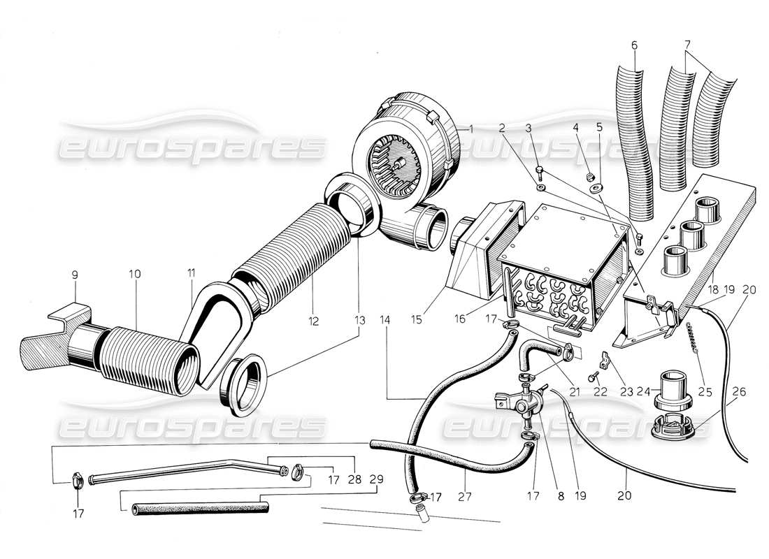 lamborghini jalpa 3.5 (1984) heater part diagram