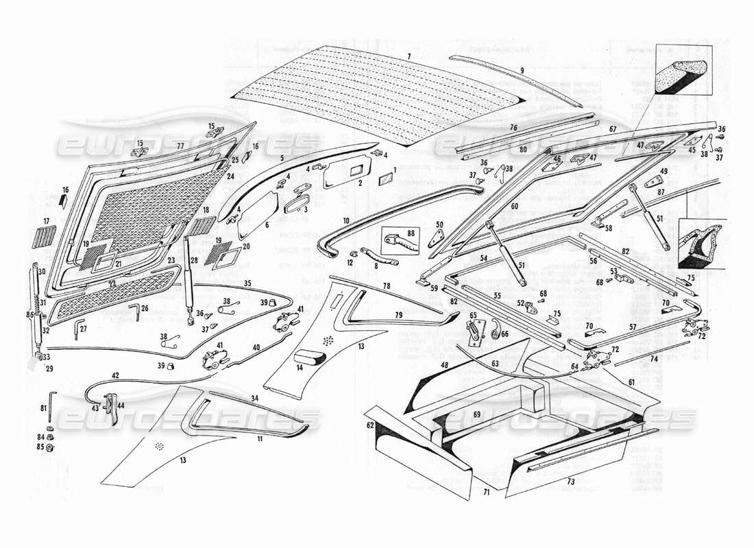 maserati indy 4.2 engine and trunk compartment part diagram