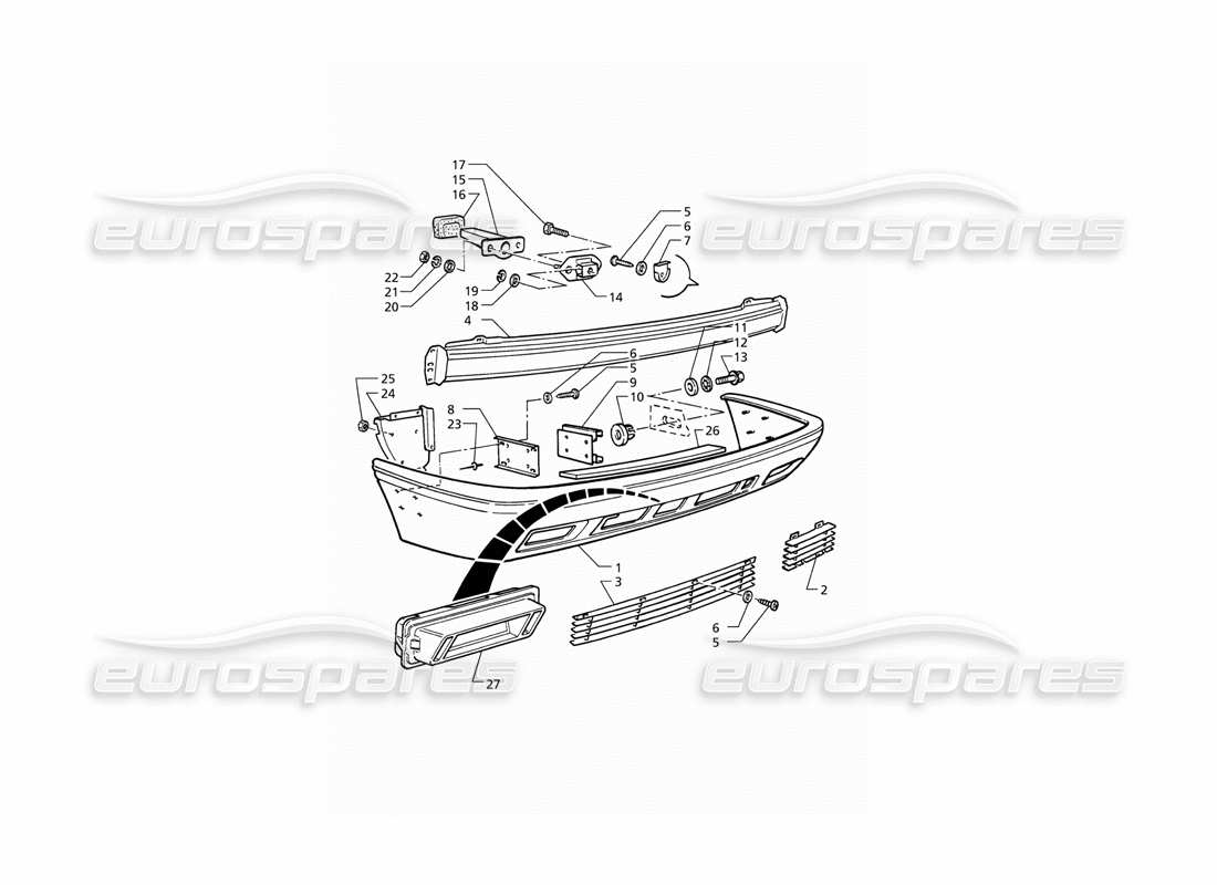 maserati qtp v8 (1998) rear bumper part diagram