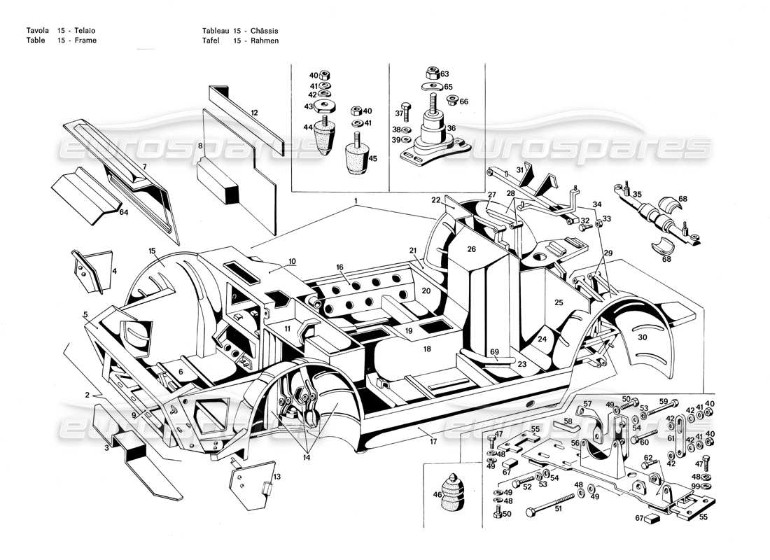 maserati merak 3.0 frame part diagram