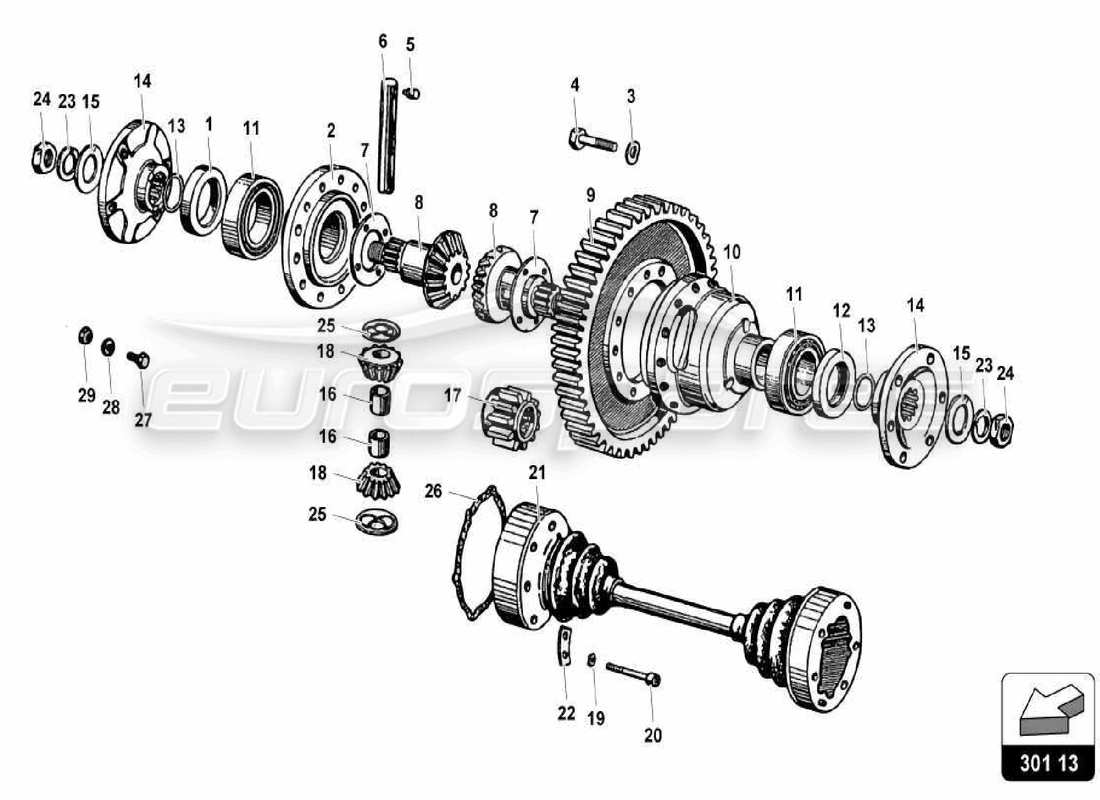 lamborghini miura p400 rear differential part diagram