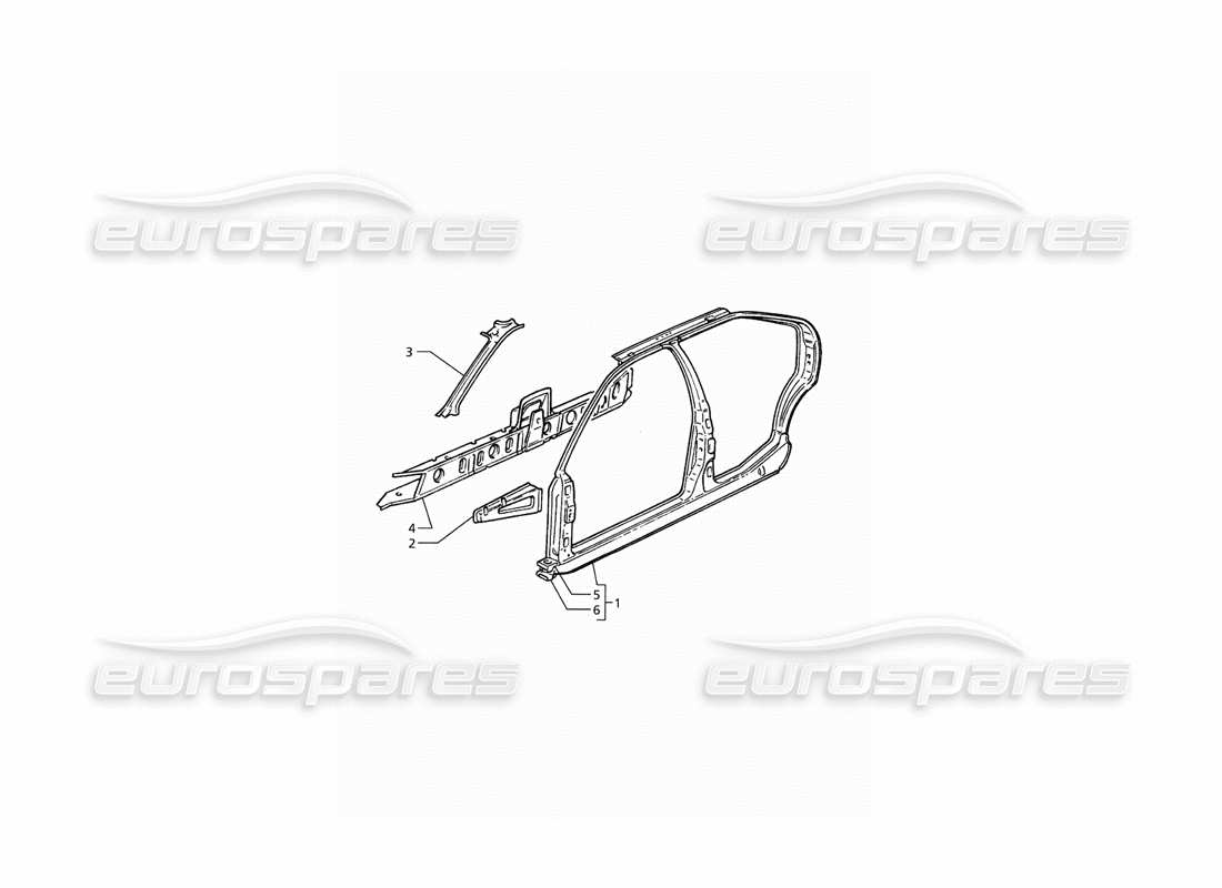 maserati qtp. 3.2 v8 (1999) body shell: side panels part diagram