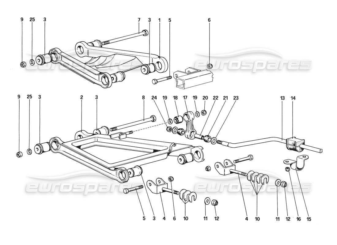 ferrari 328 (1988) rear suspension - wishbones (starting from car no. 76626) part diagram