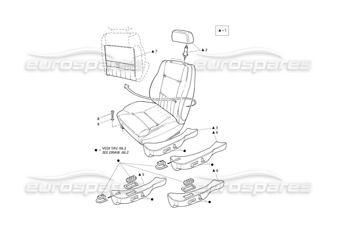 maserati qtp v8 evoluzione front seat part diagram