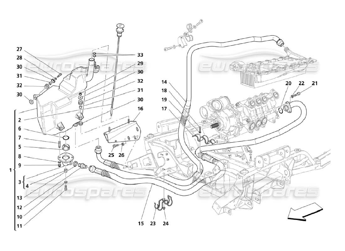 maserati qtp. (2006) 4.2 lubrication: piping and recover part diagram