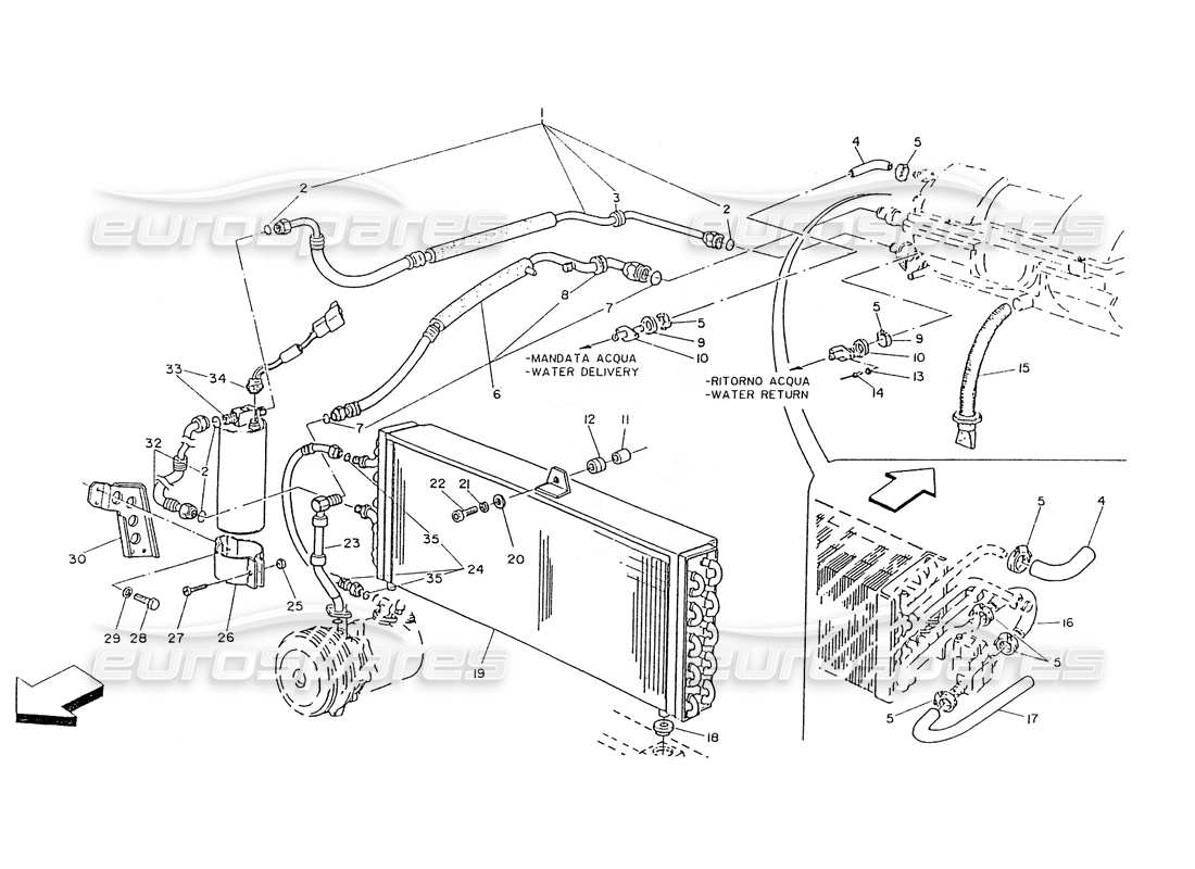 maserati ghibli 2.8 (non abs) air conditioning system part diagram