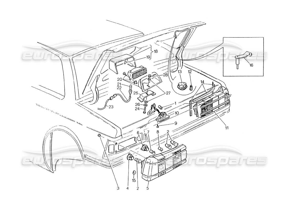 maserati 418 / 4.24v / 430 tail lights part diagram