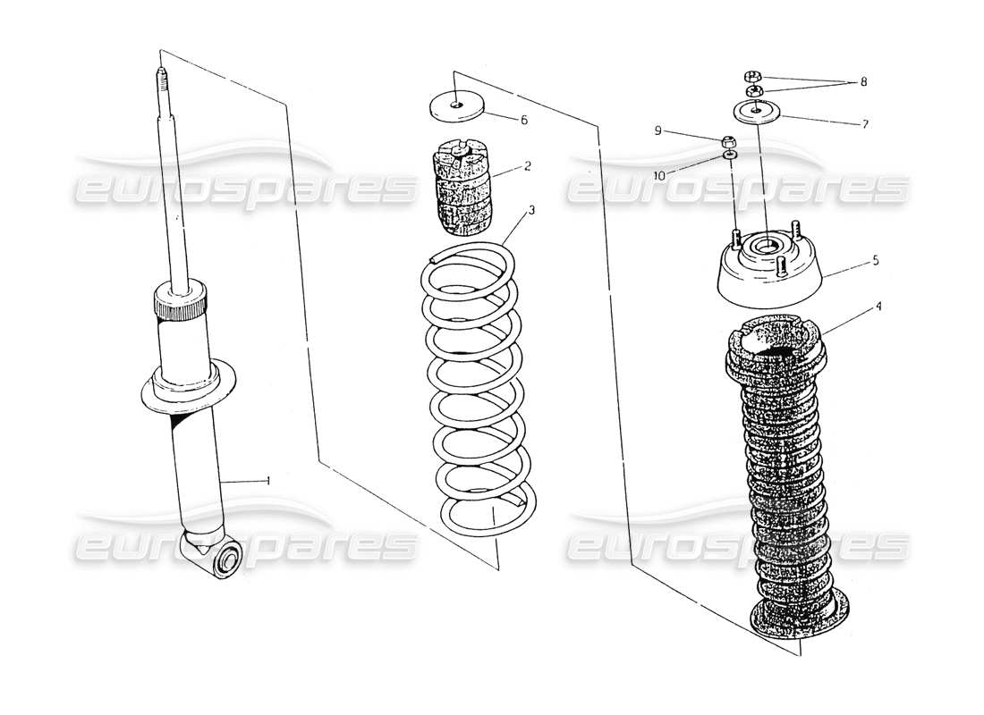 maserati 418 / 4.24v / 430 rear shock absorber part diagram