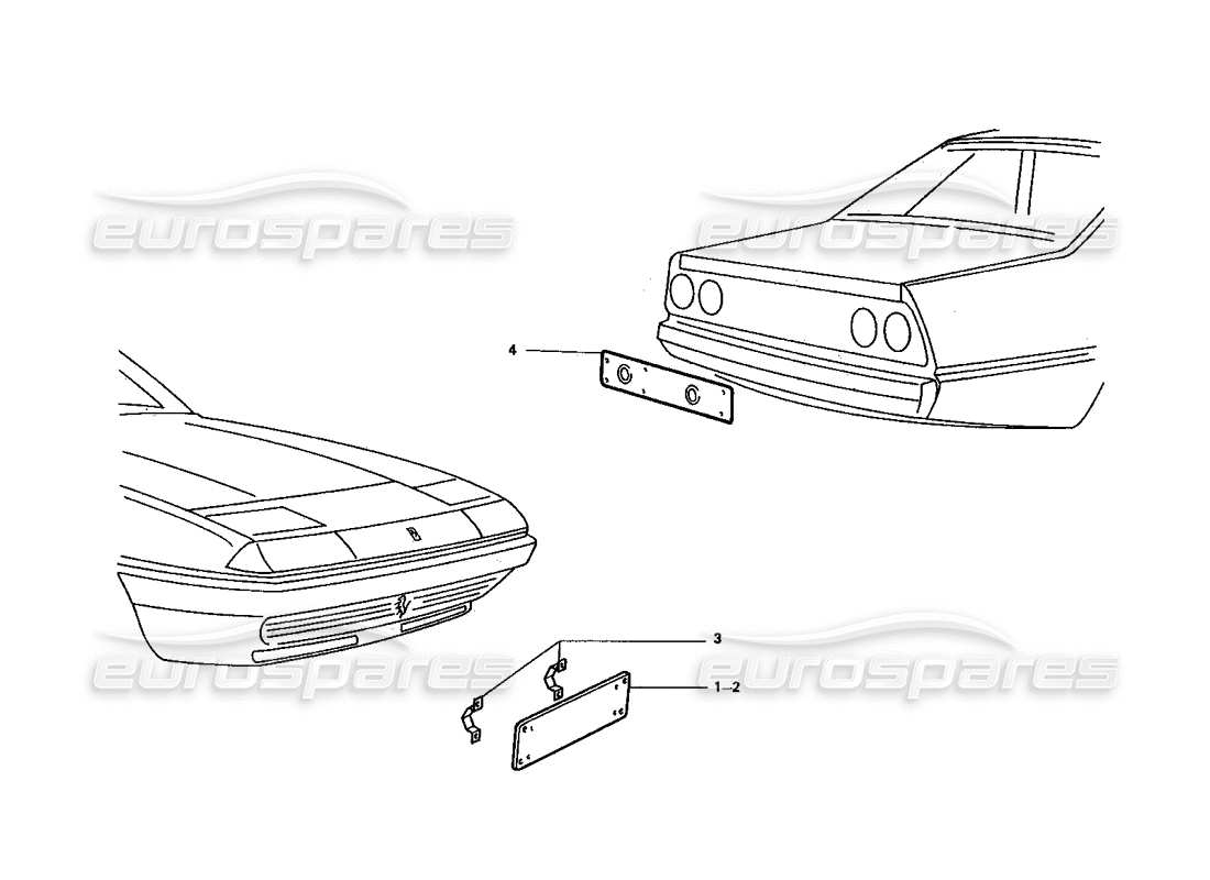 ferrari 412 (coachwork) number plate holder part diagram