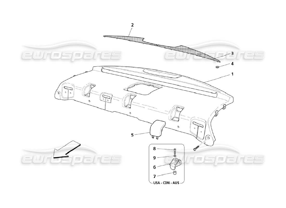 maserati qtp. (2006) 4.2 under rear window moulding part diagram