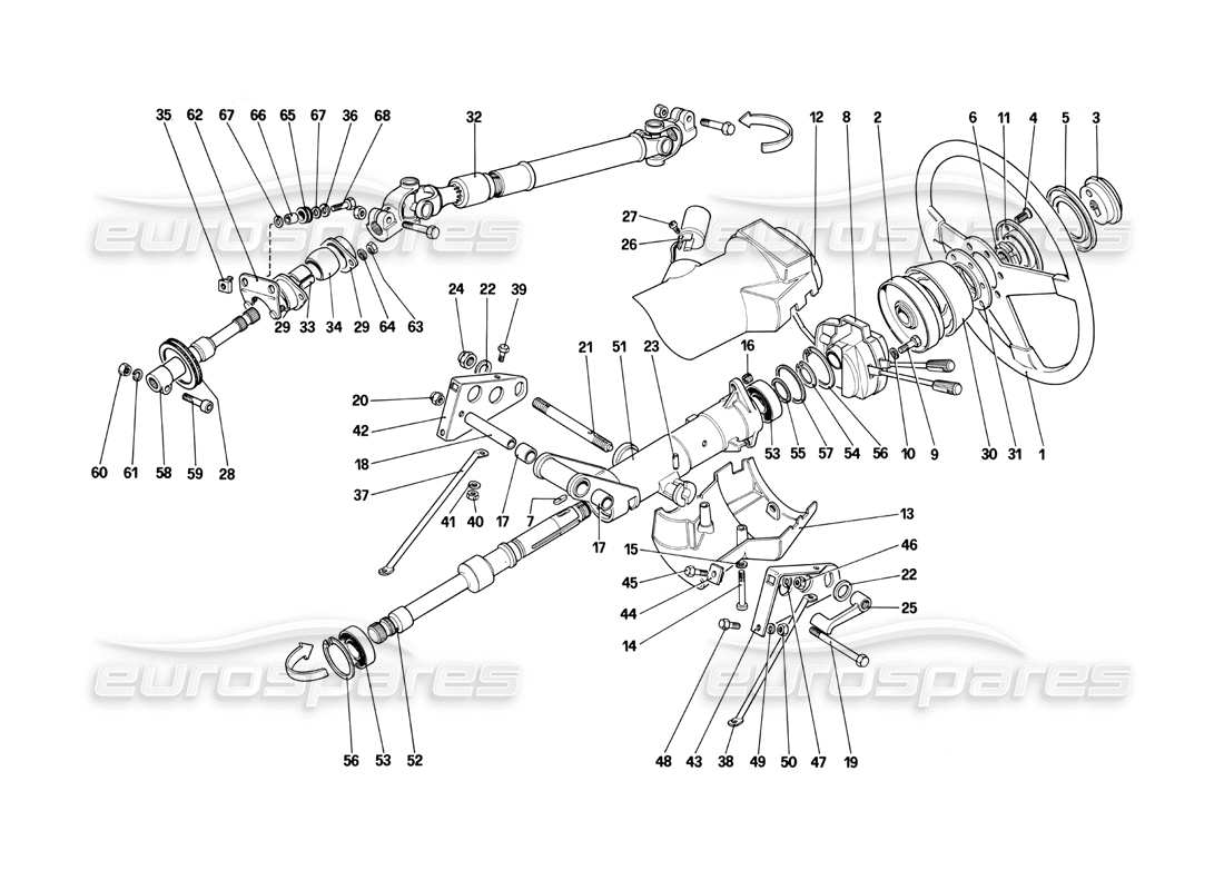 ferrari testarossa (1990) stering column (starting from car no. 80423) part diagram