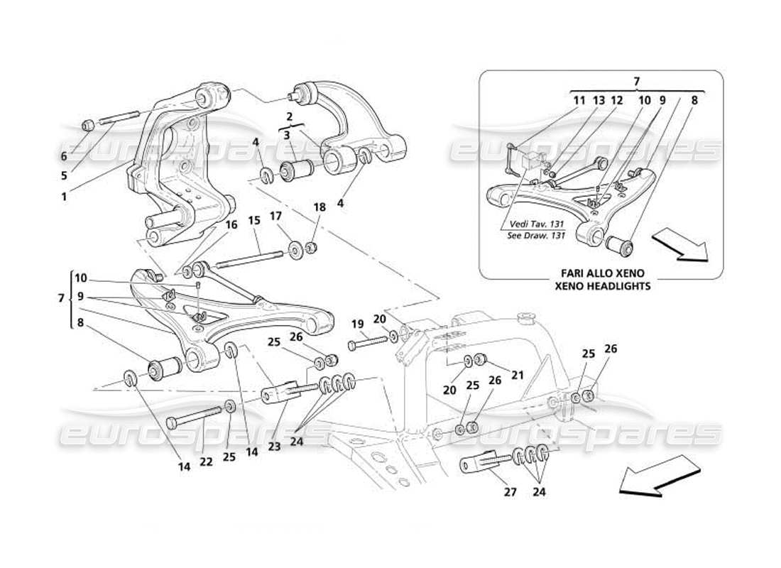 maserati 4200 coupe (2005) rear suspension - wishbones part diagram