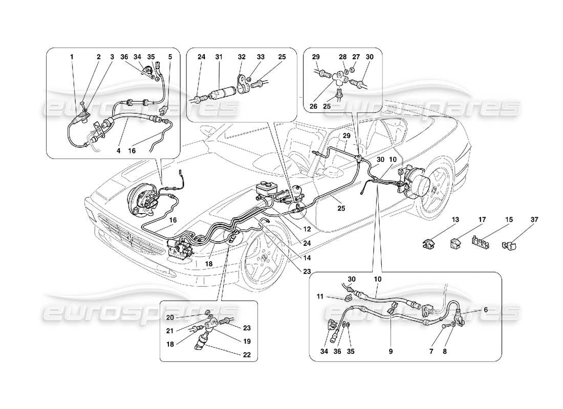 ferrari 456 gt/gta brake system -not for gd part diagram