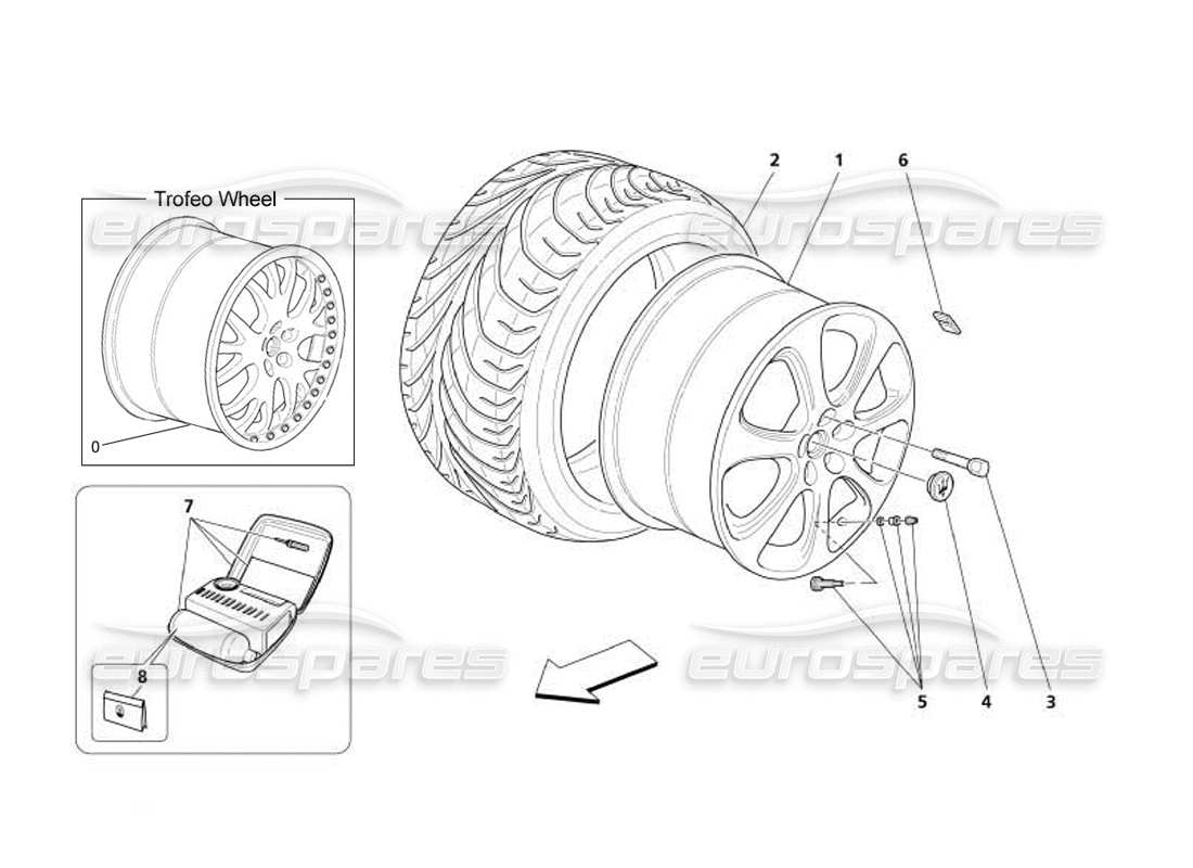 maserati 4200 coupe (2005) wheels part diagram