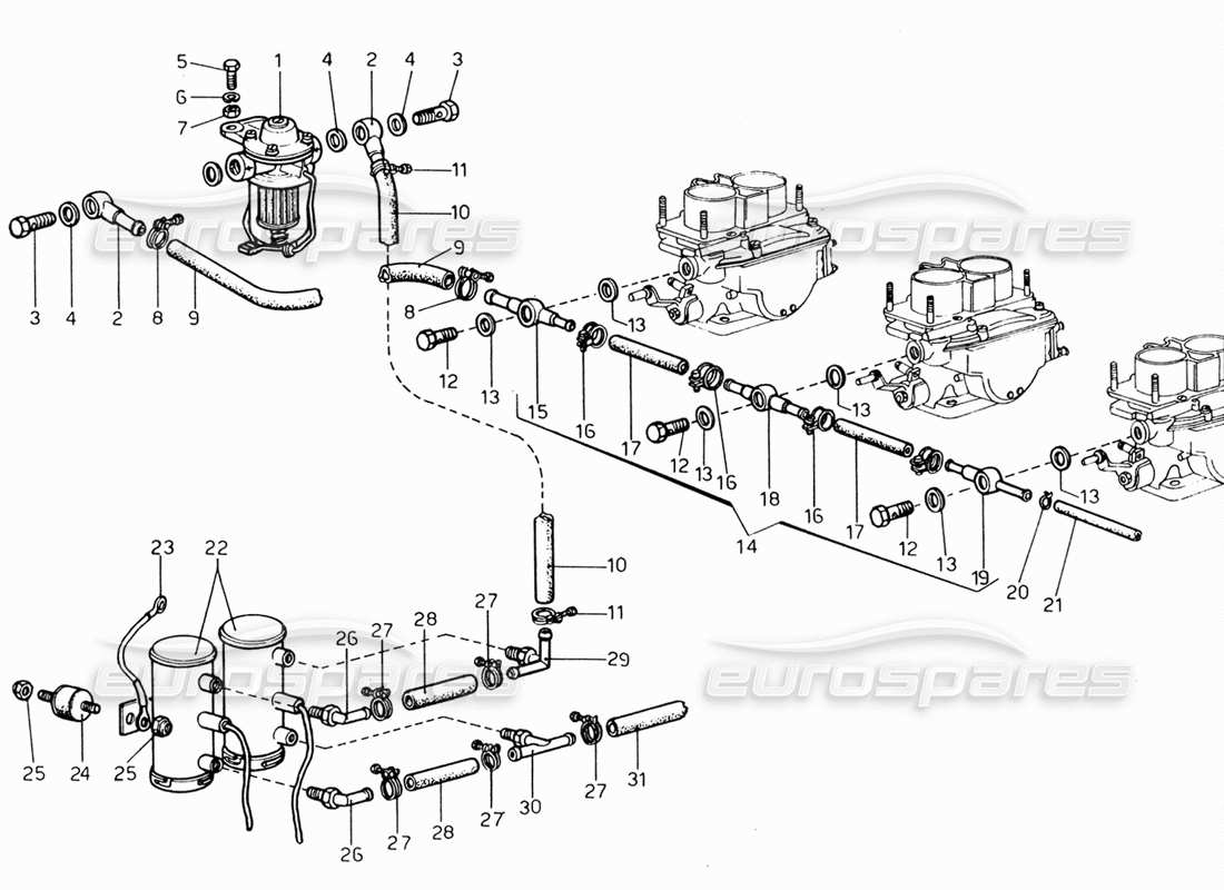 ferrari 206 gt dino (1969) feeding pumps and pipes part diagram