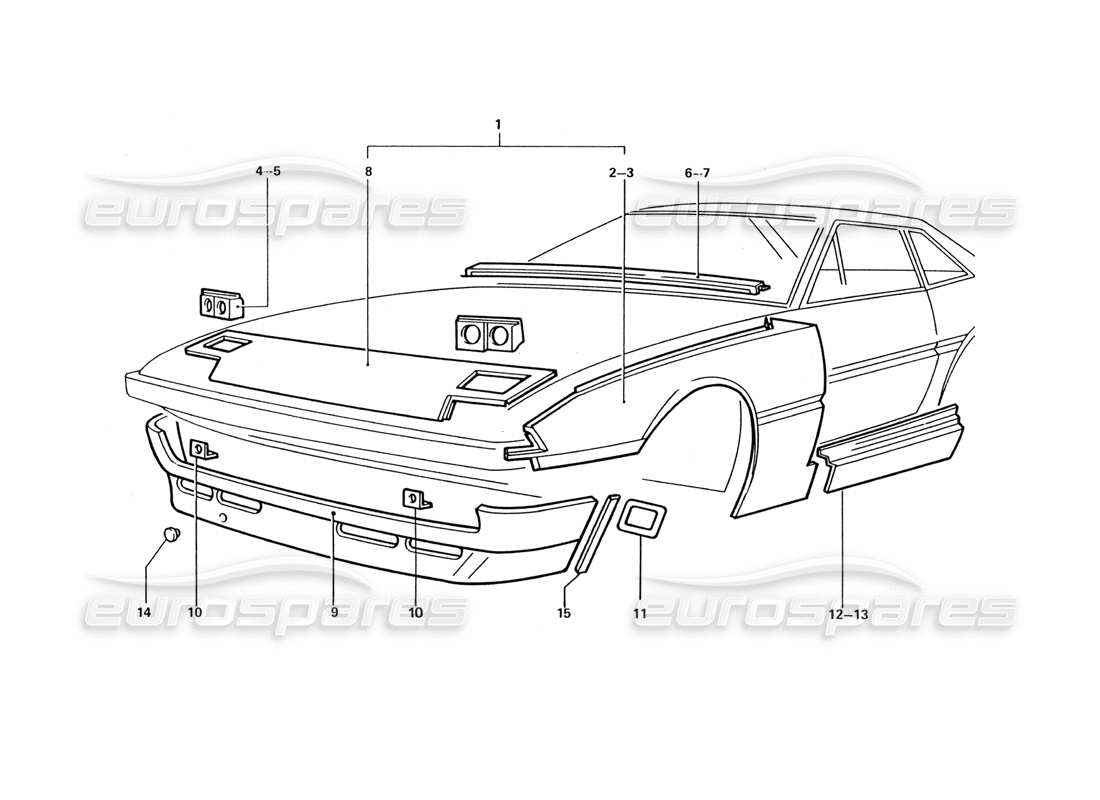 ferrari 412 (coachwork) front end panels part diagram