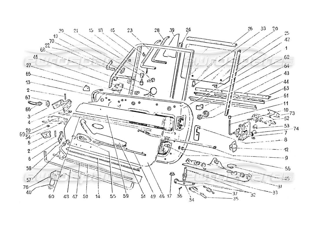 ferrari 365 gt 2+2 (coachwork) doors & trim part diagram