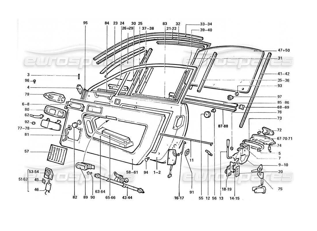 ferrari 412 (coachwork) doors & fixings part diagram