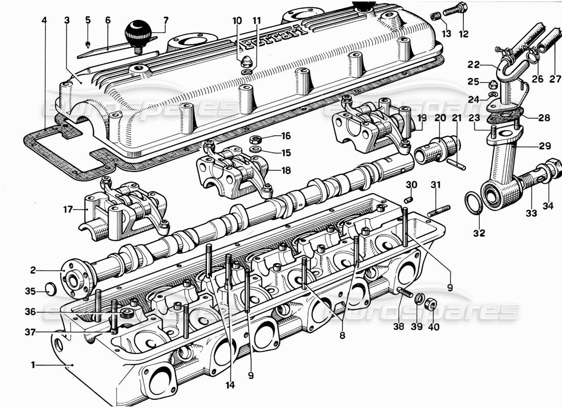 ferrari 365 gt 2+2 (mechanical) cylinder head (left) parts diagram