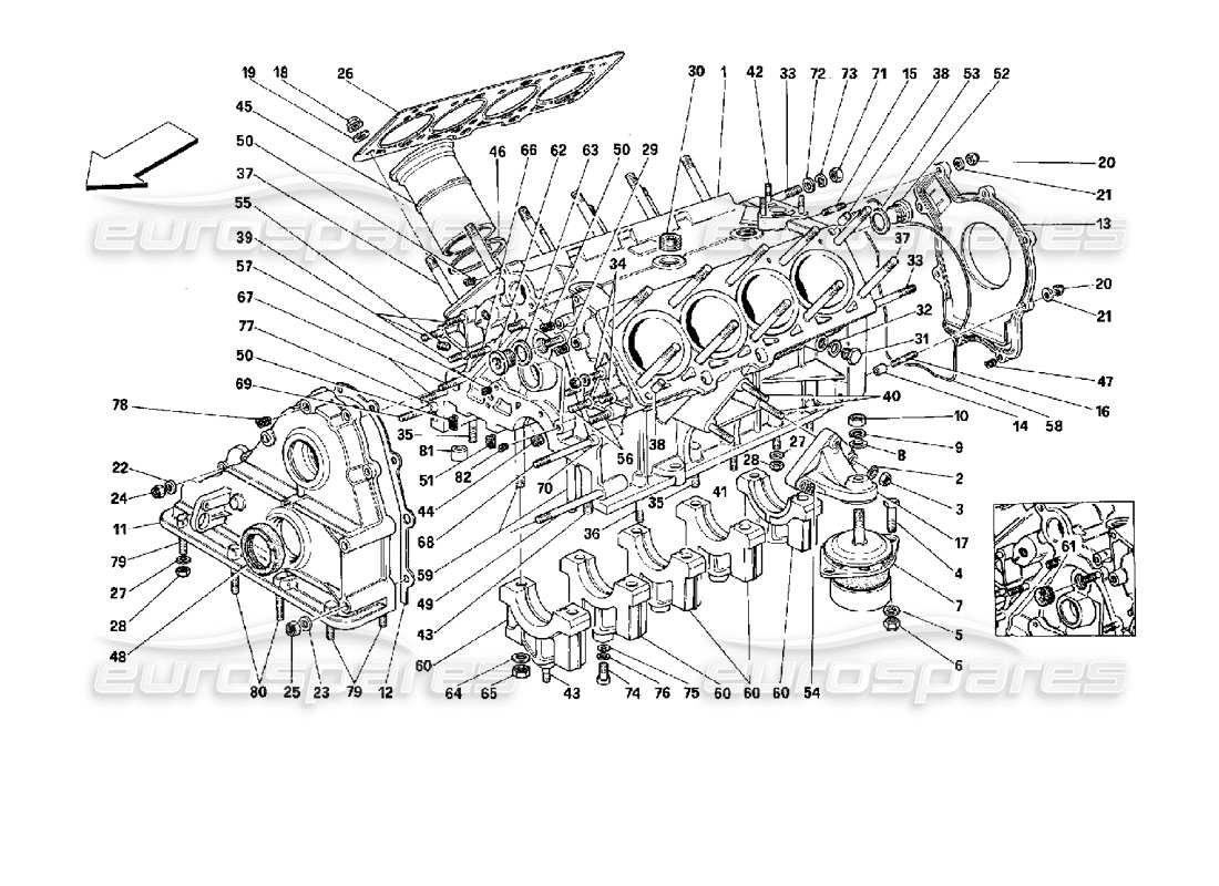 ferrari mondial 3.4 t coupe/cabrio crankcase part diagram