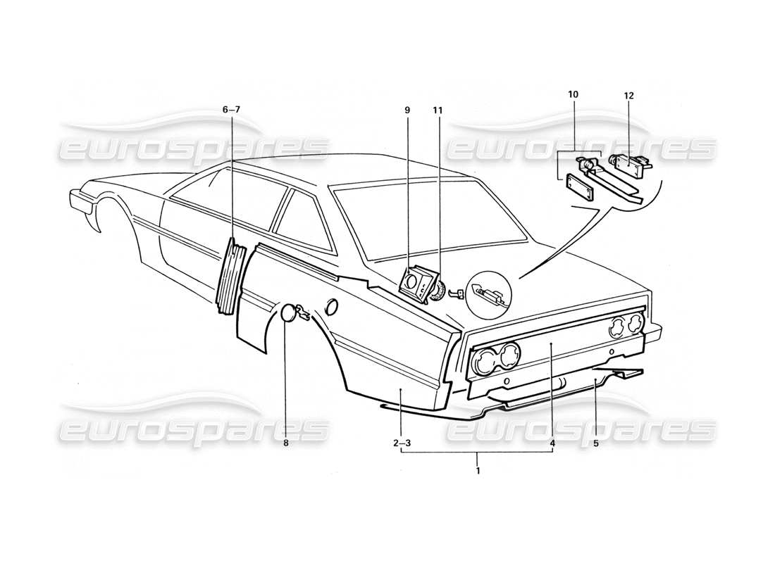 ferrari 412 (coachwork) rear end panels part diagram