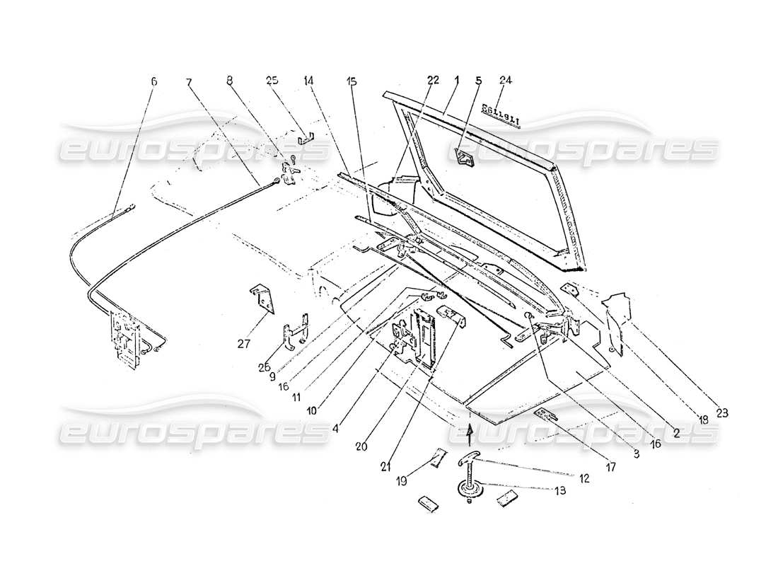 ferrari 365 gt 2+2 (coachwork) rear boot lid part diagram