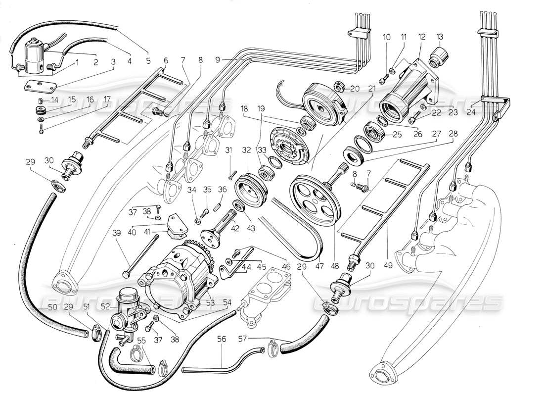 lamborghini jalpa 3.5 (1984) air pollution system part diagram